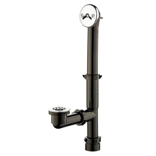 Trip Lever 1-1/2 in. Black Poly Pipe Bath Waste and Overflow Drain in Chrome