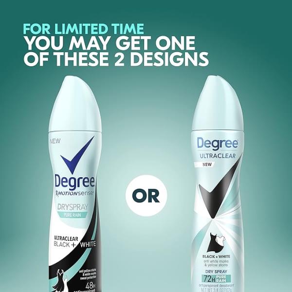 (3 Pk) Degree UltraClear Long Lasting Antiperspirant Deodorant Dry Spray Pure Clean 3.8 Oz