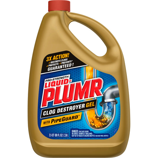 Liquid-Plumr Pro-Strength Drain Clog Remover Gel W/Pipe Gaurd  80 Fl Oz