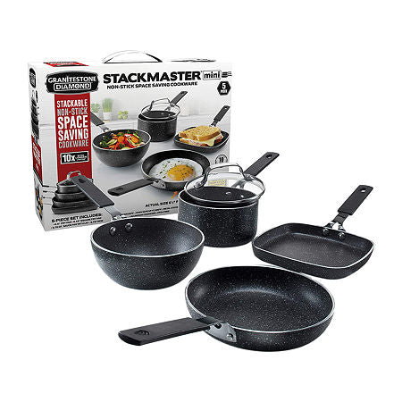 Granite Stone Mini Stackmaster Pots and Pans Set 5 Pcs Nonstick Cookware Set