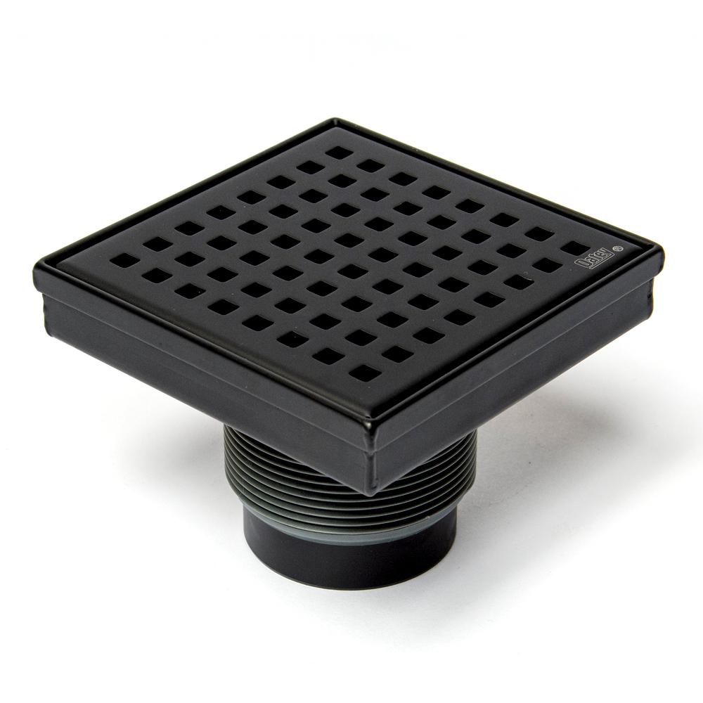 Oatey Designline 4 in. X 4 in. Stainless Steel Square Shower Drain with Square Pattern Drain Cover in Matte Black