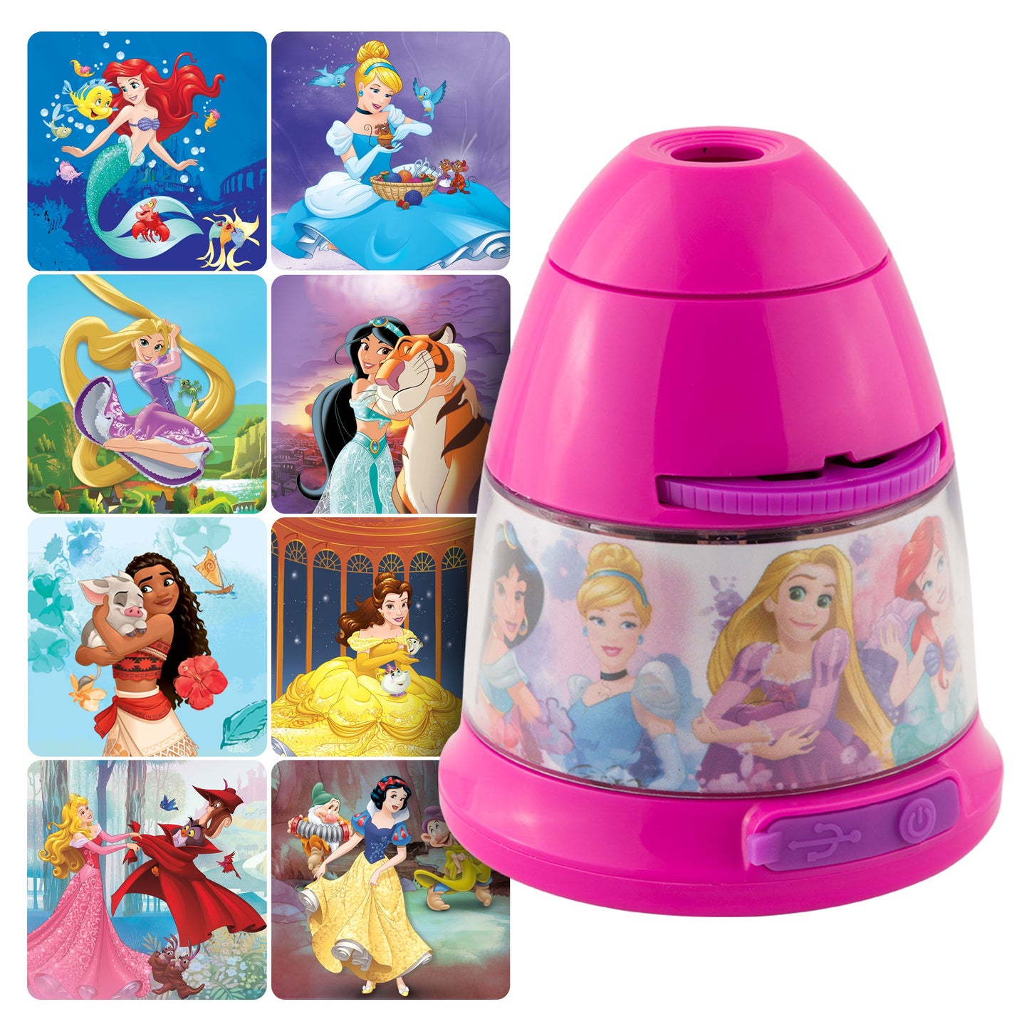 Projectables Disney Princess 8-Image LED Night Light  Micro USB Plug-in or Battery Operated  43684