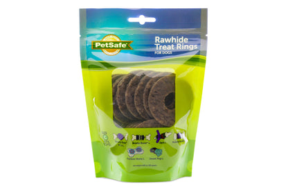 PetSafe Busy Buddy Natural Rawhide Ring Treats Dog Toy Refill - Large 4 Pack