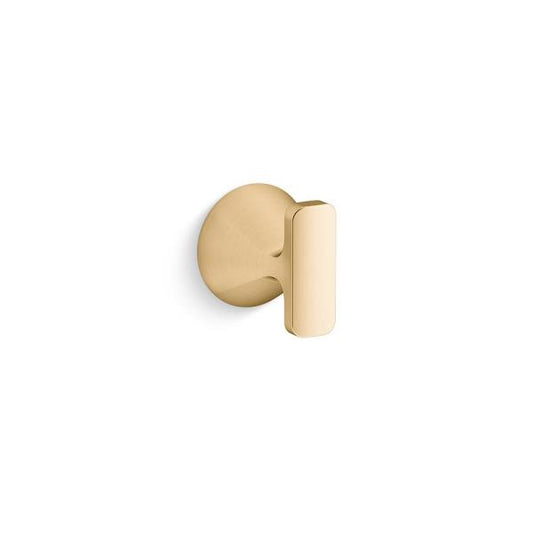 Cursiva J-Hook Robe Hook in Vibrant Brushed Modern Brass