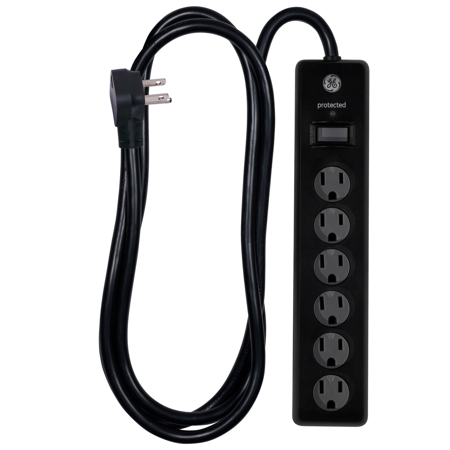 GENERAL ELECTRIC 6-Outlet Surge Protector Extension Cord  800J  Black  6 Feet  33661