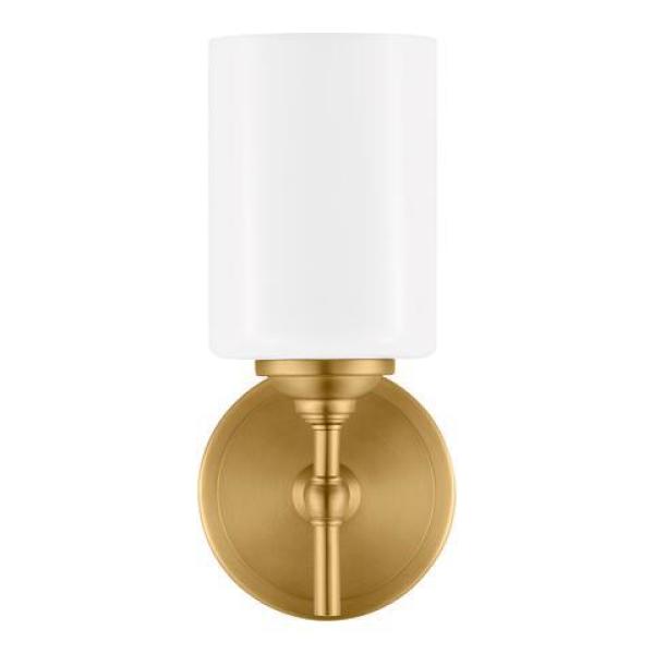 Home Decorators Collection Ayelen 1-Light Matte Brass Indoor Wall Sconce, Modern Wall Light