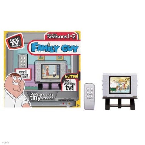 Tiny TV Classics - Family Guy Edition - Collectible Toy - Watch Top Family Guy Scenes on a Real-Working Tiny TV with Working Remote