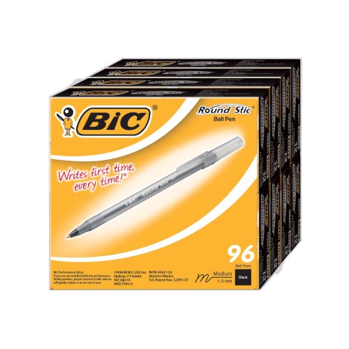 BIC Round Stic Xtra Life - 96 Count - Black