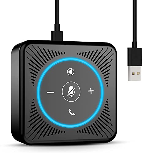 EMEET USB Speakerphone M0 4 AI Mics Speakerphone for Conference Calls 360° Voice Pickup Conference Speakerphone for Computer Plug and Plays Computer Speaker with Microphone for 4 People