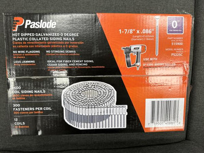 Paslode PS225C 1-7/8" x 0.086-Gauge 0 Degree Coil Siding Nails (3600-Per Box)