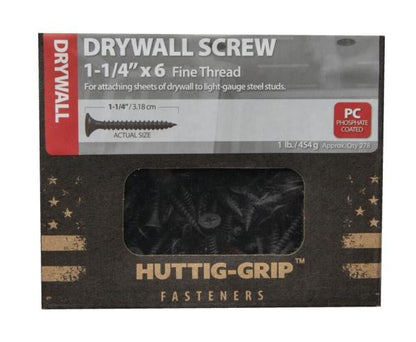 Huttig-Grip 1-1/4  X 6 Fine Thread Phillips Drive Steel Drywall Screws