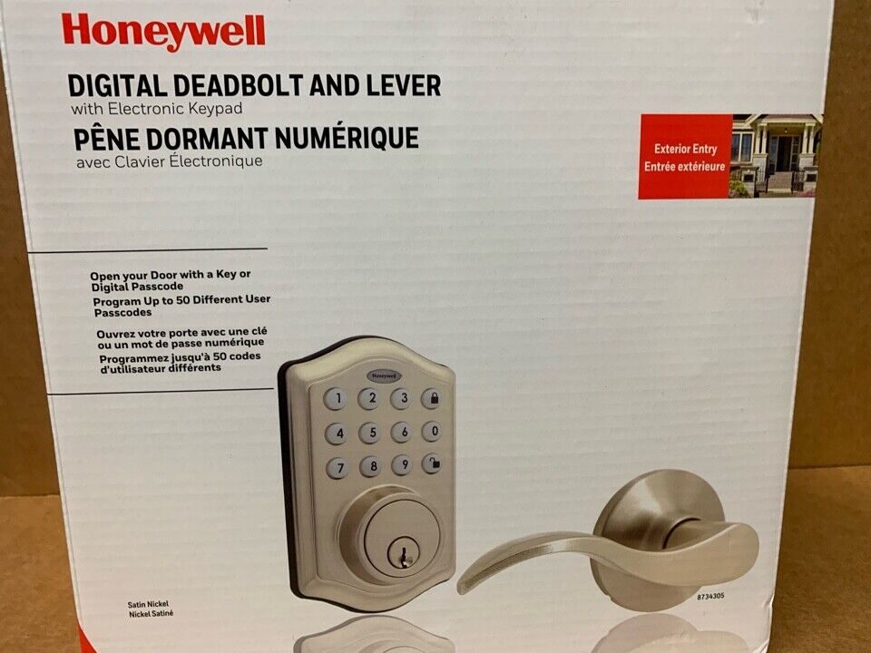 Honeywell Satin Nickel Single Cylinder Electronic Deadbolt Lighted Keypad