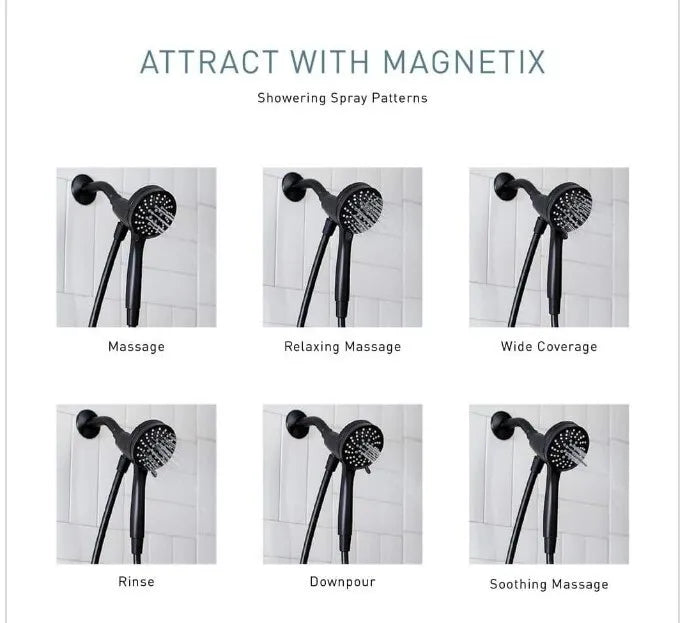 MOEN Attract with Magnetix 6-Spray Single Wall Mount 3.75 in. Handheld Adjustable Shower Head 1.75 GPM in Matte Black