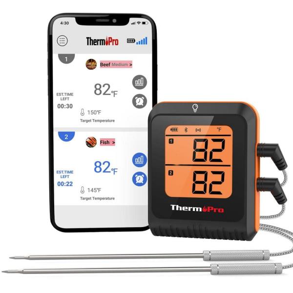 650 Ft. Bluetooth Meat Thermometer (iOS/Android) Wireless Grill Thermometer