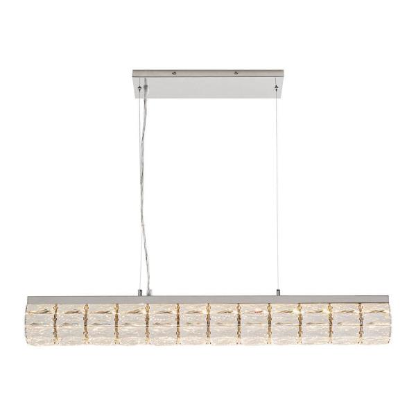 Keighley 36 in. Integrated LED Chrome Modern Linear Chandelier Light Fixture with Crystal Shade