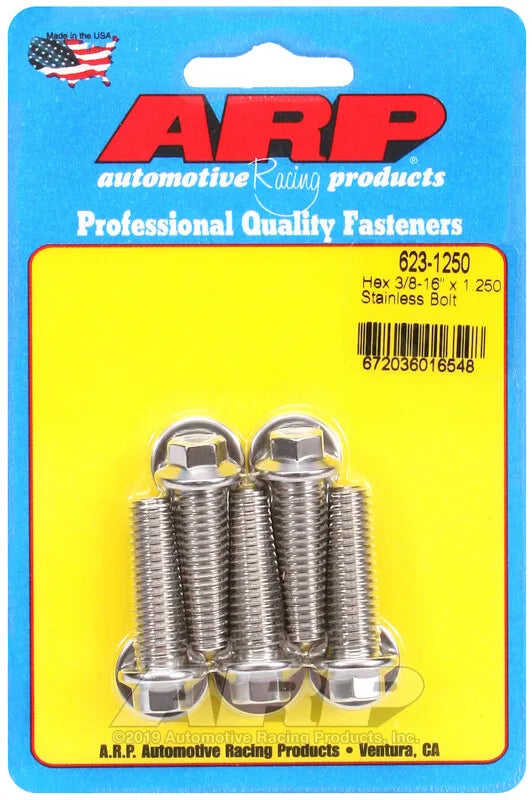 ARP 623-1250 Polished 3/8-16 X 1.250 Hex SS Bolts