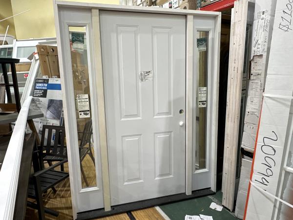 CCIN128 - 64X80 FRONT STEEL DOOR LEFT HAND WITH SIDELITES WHITE