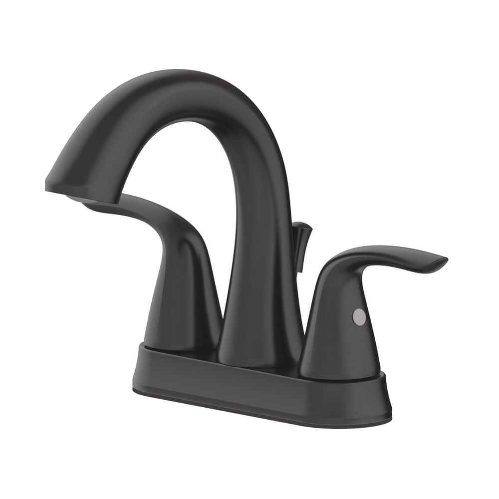 Glacier Bay Irena 4 in. Centerset Double-Handle High-Arc Bathroom Faucet in Matte Black