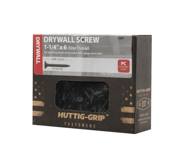 Huttig-Grip 1-1/4  X 6 Fine Thread Phillips Drive Steel Drywall Screws