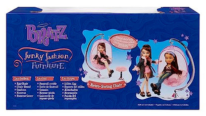 Bratz Funky Fashion Furniture Retro-Swing Chair Playset & Display W/ Footrest  Swings Back & Forth  Fits Dolls 12  Tall  Y2K Nostalgia  Collectors Age