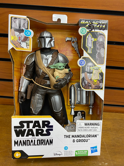 Star Wars the Mandalorian: Galactic Action the Mandalorian and Grogu Kids Toy Action Figure for Boys and Girls (13”)