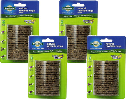 PetSafe Busy Buddy Natural Rawhide Ring Treats Dog Toy Refill - Large 4 Pack