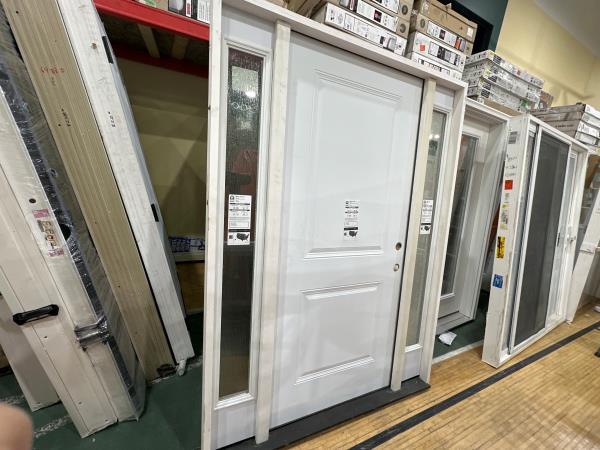 CCIN139 - 60X80 STEEL FRONT DOOR LEFT HAND W/ SIDELITES WHITE