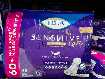 TENA Intimates Bladder Control & Postpartum for Women Incontinence Pads - Overnight Absorbency - Extra Coverage - 45ct