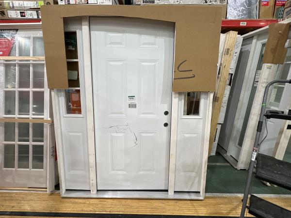 CCIN108 - 68X80 FRONT STEEL DOOR LEFT HAND WITH 2 SIDELITES