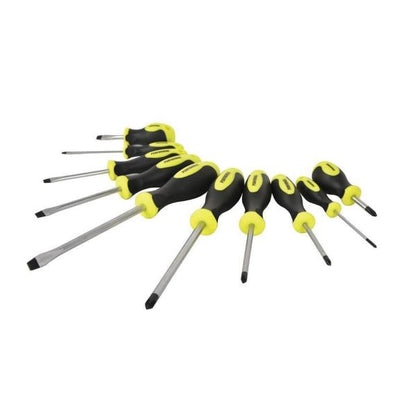 10 Piece Phillips and Slotted Screwdriver Set Heat Treated Chrome Vanadium Steel