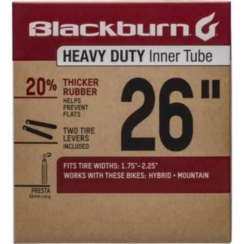 Blackburn 26IN X 1.75-2.25 Presta Heavy Duty Bike Inner Tube with Tire Levers