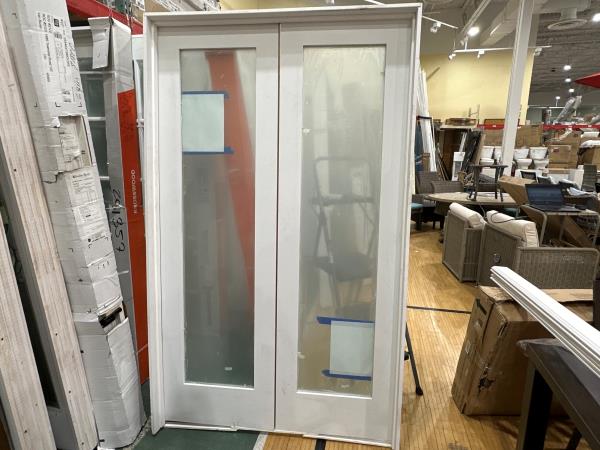 CCIN124 - 48X80 INTERIOR FRENCH DOOR WITH FROSTED GLASS WHITE