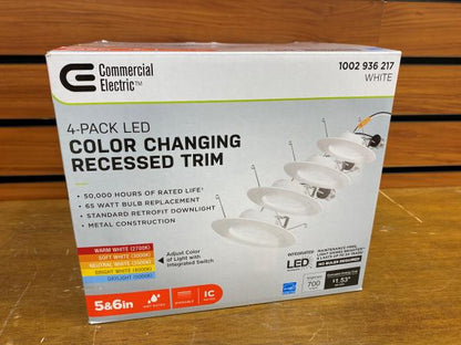 Commercial Electric 5/6  Color Temperature Selectable LED Recessed Trim (4-Pack)