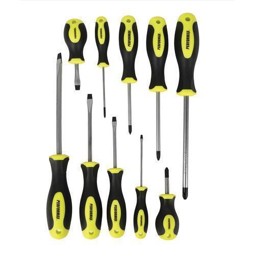 10 Piece Phillips and Slotted Screwdriver Set Heat Treated Chrome Vanadium Steel