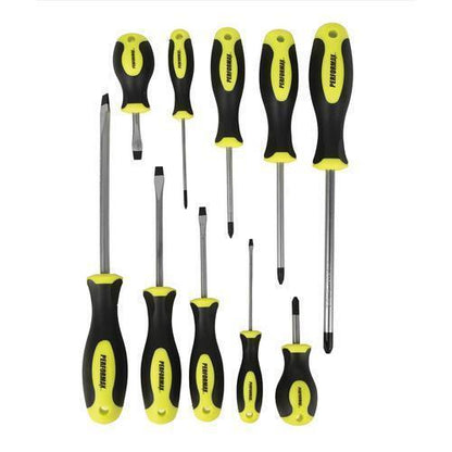 10 Piece Phillips and Slotted Screwdriver Set Heat Treated Chrome Vanadium Steel