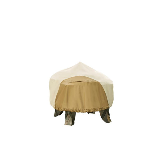 Hampton Bay 30 in. Round Outdoor Patio Fire Pit Cover, Beige