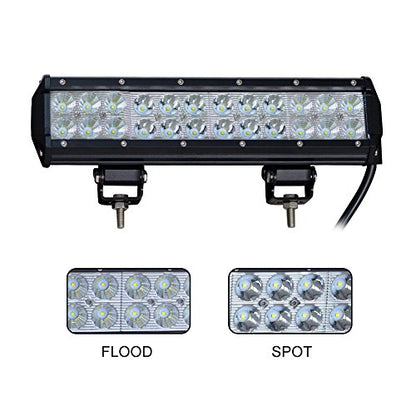 LED Light Bar Nilight 12 Inch 72W LED Work Light Spot Flood Combo LED Lights LED Bar Driving Fog Lights Jeep Off Road Lights Boat Lighting  2 Years Wa