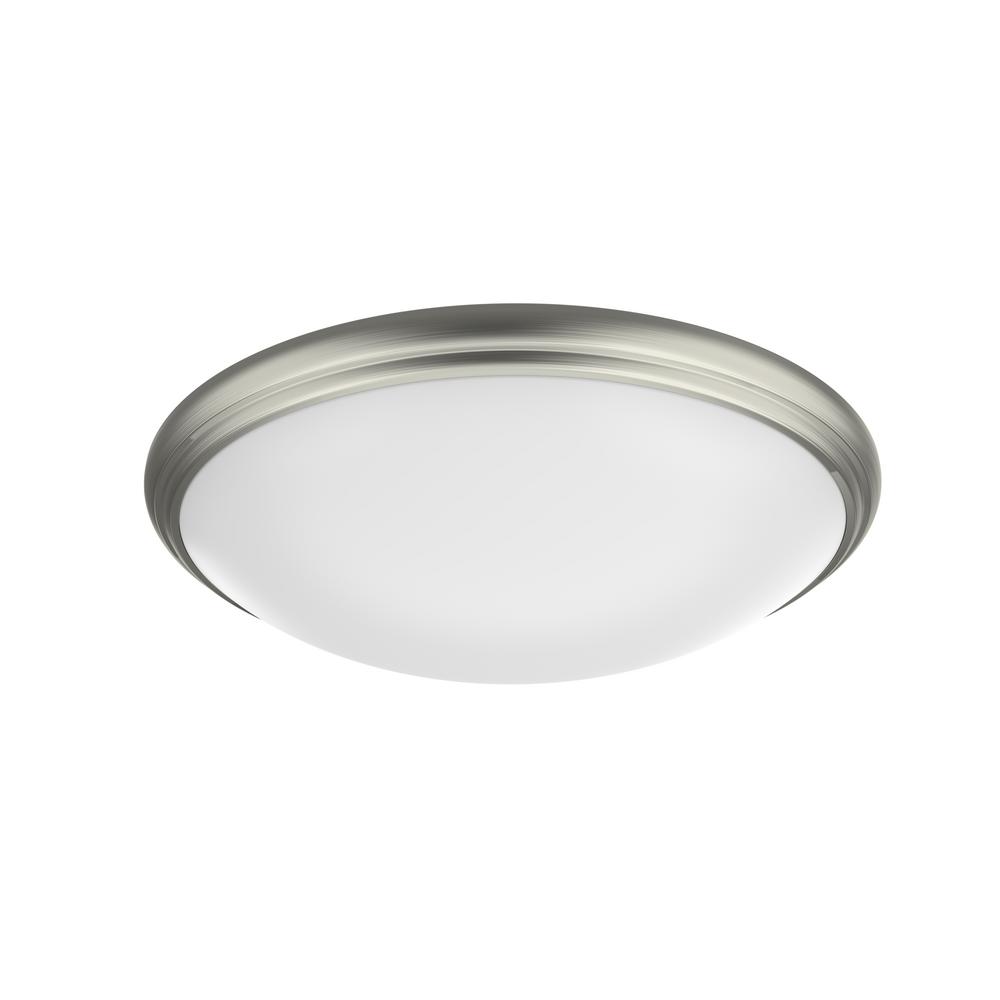 Commercial Electric 14 in. Light Brushed Nickel and Oil-Rubbed Bronze Adjustable CCT Integrated LED Flush Mount with Interchangeable Trim