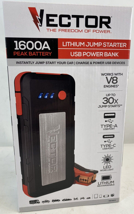 NEW Vector SS16LV 1600A Lithium USB Power Bank & Jump Starter - NEW